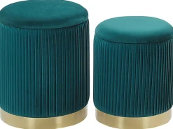 Set di 2 pouf contenitore MIRAMAR Velluto Foglia di tè