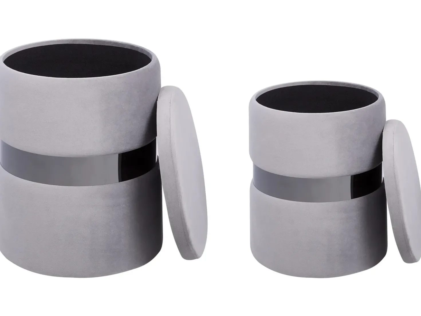Set di 2 pouf contenitore DORIS Velluto Grigio chiaro