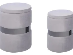 Set di 2 pouf contenitore DORIS Velluto Grigio chiaro