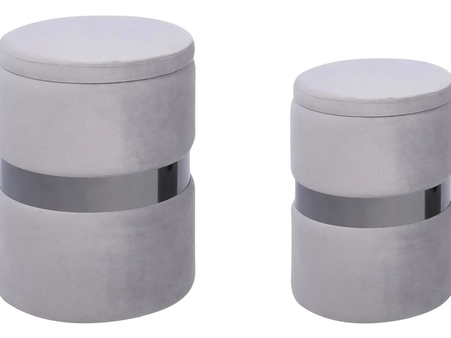 Set di 2 pouf contenitore DORIS Velluto Grigio chiaro