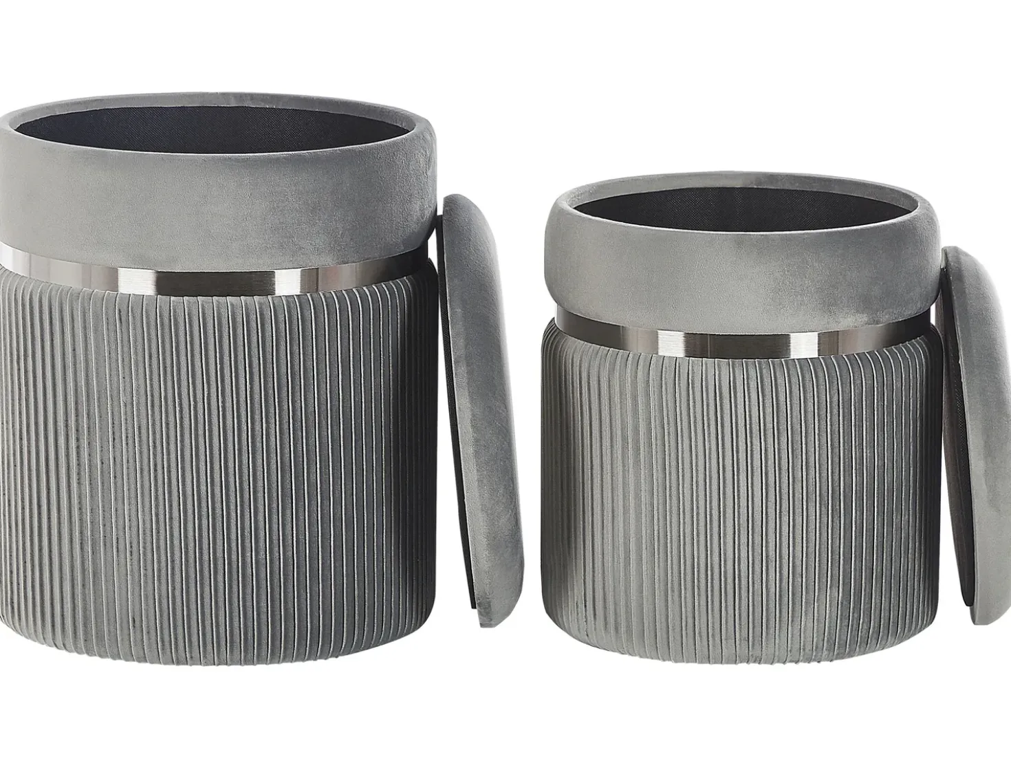 Set di 2 pouf contenitore CAMDENTON Velluto Grigio chiaro