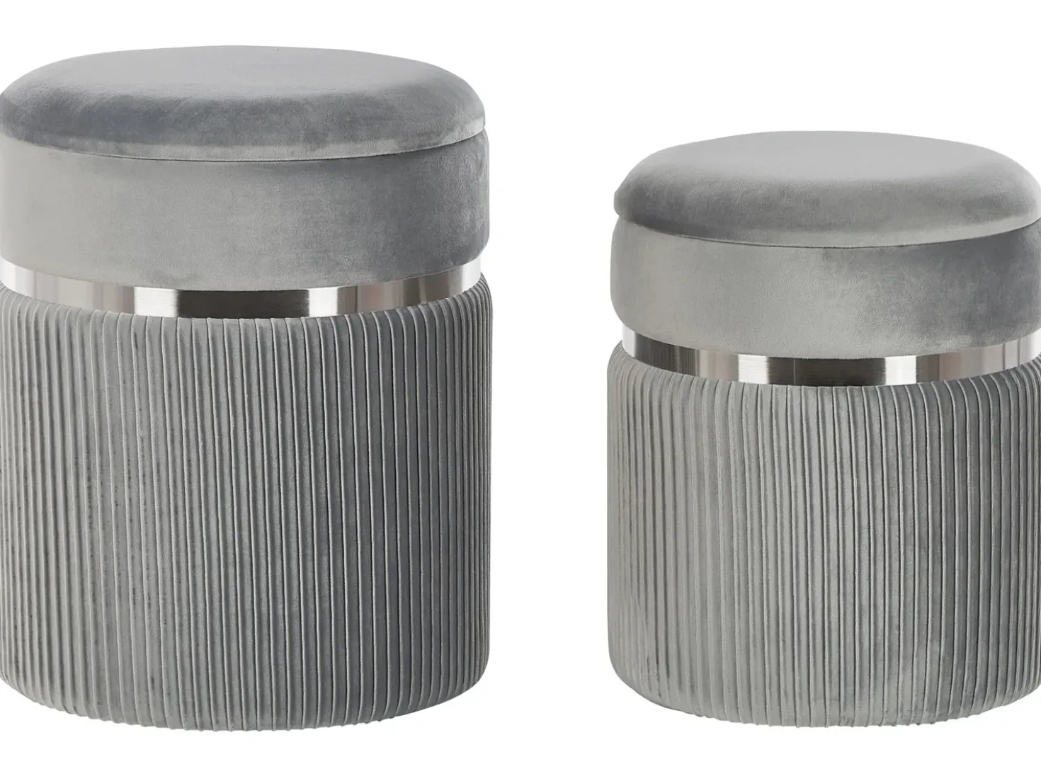 Set di 2 pouf contenitore CAMDENTON Velluto Grigio chiaro