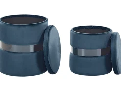 Set di 2 pouf contenitore DORIS Velluto Blu