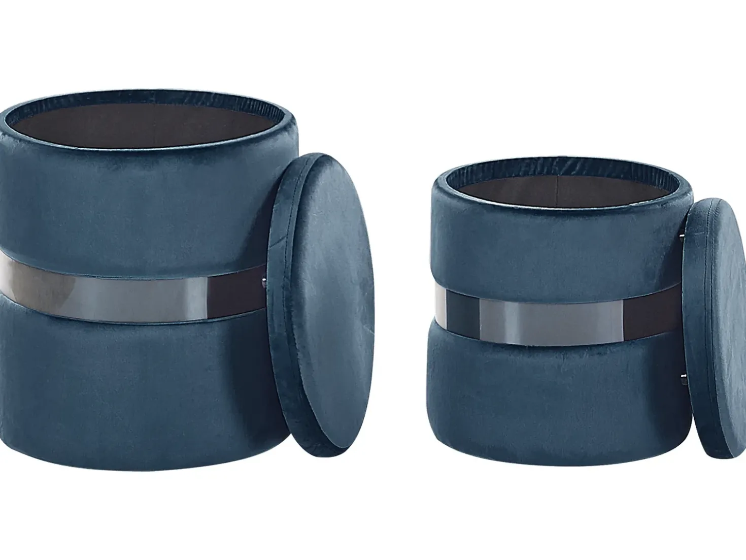 Set di 2 pouf contenitore DORIS Velluto Blu
