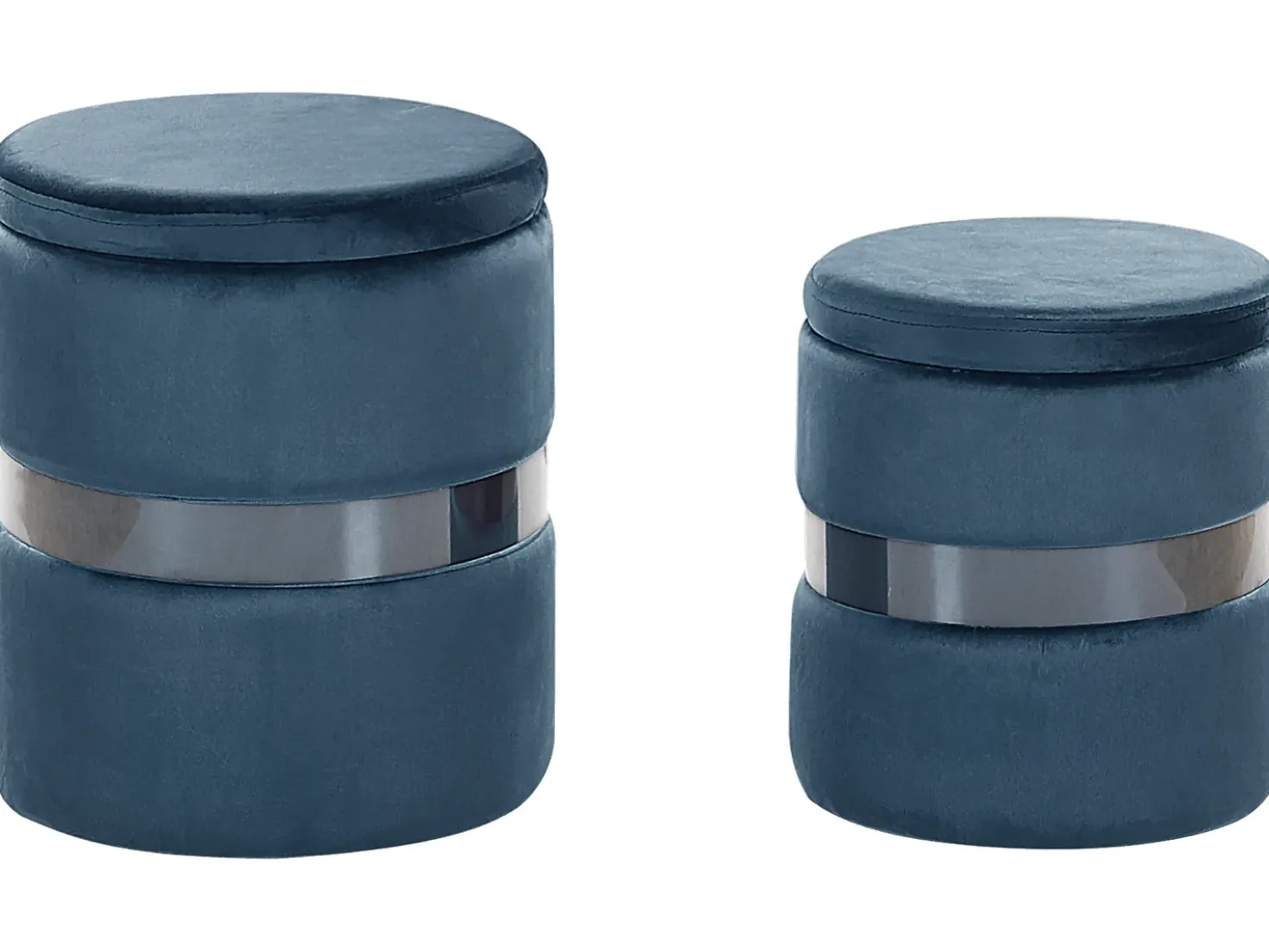 Set di 2 pouf contenitore DORIS Velluto Blu