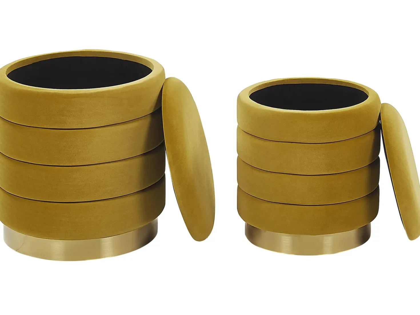 Set di 2 pouf contenitore GARLAND Velluto Senape