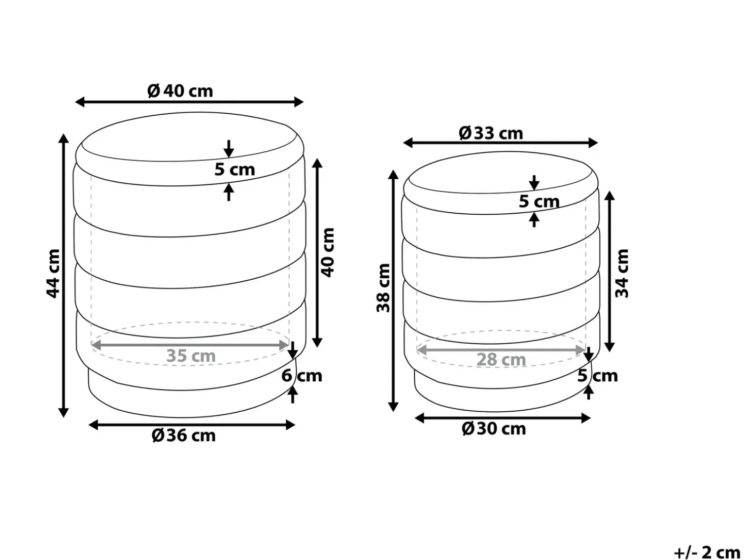 Set di 2 pouf contenitore GARLAND Velluto Senape