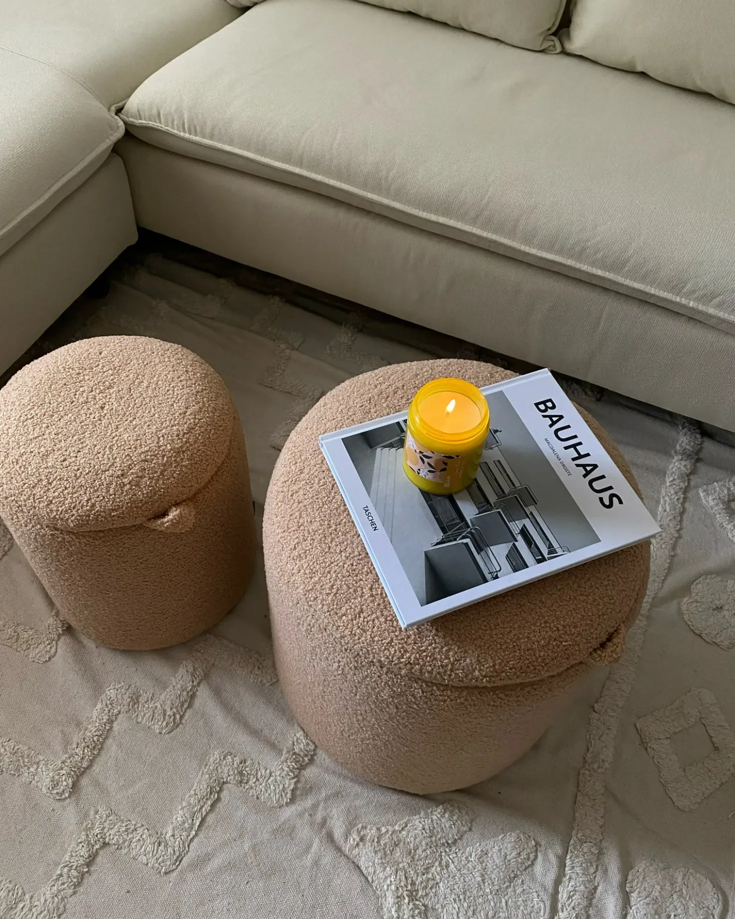 Set di 2 pouf contenitore BEREA Bouclé Marrone chiaro
