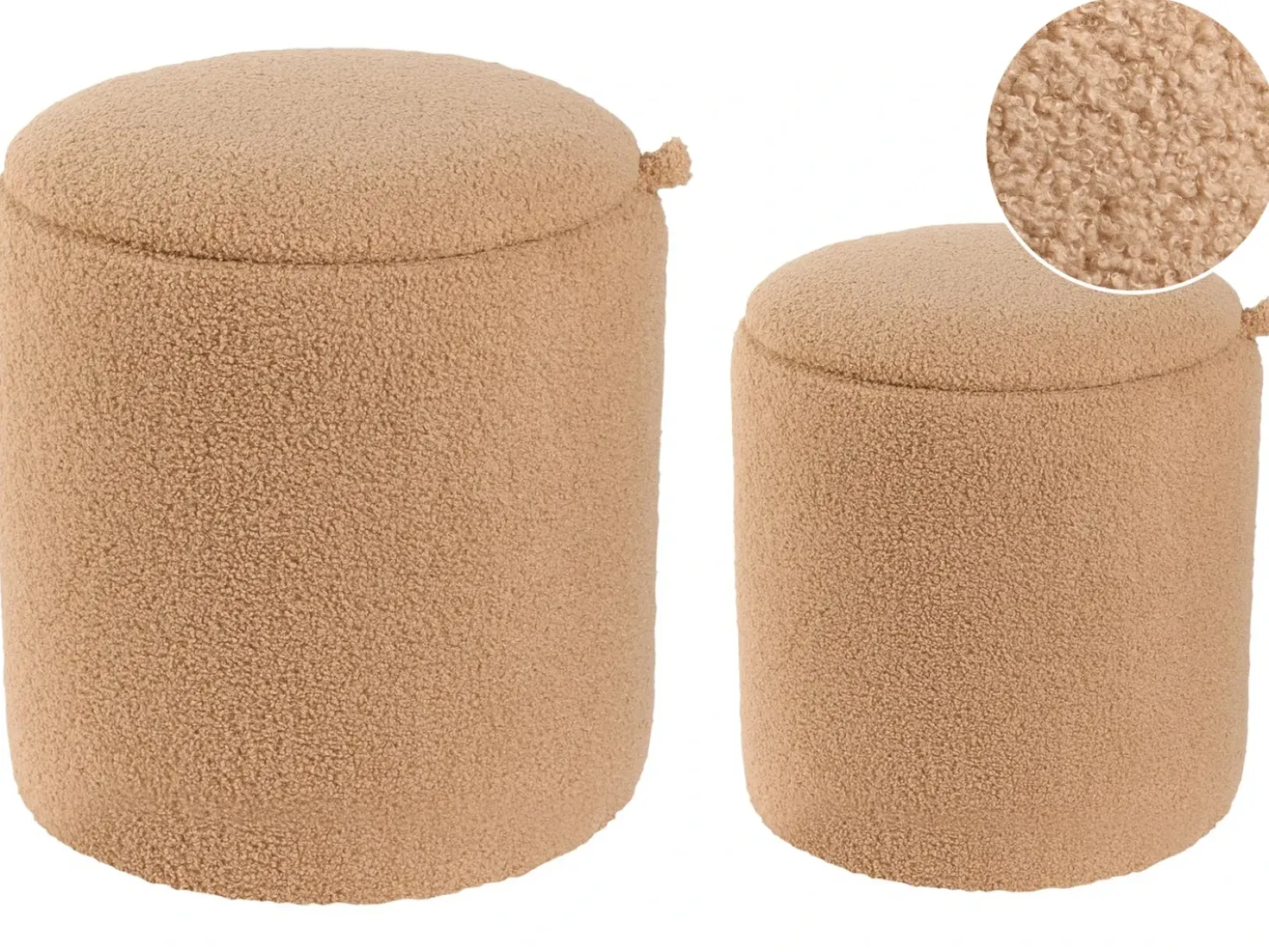 Set di 2 pouf contenitore BEREA Bouclé Marrone chiaro