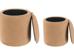Set di 2 pouf contenitore BEREA Bouclé Marrone chiaro