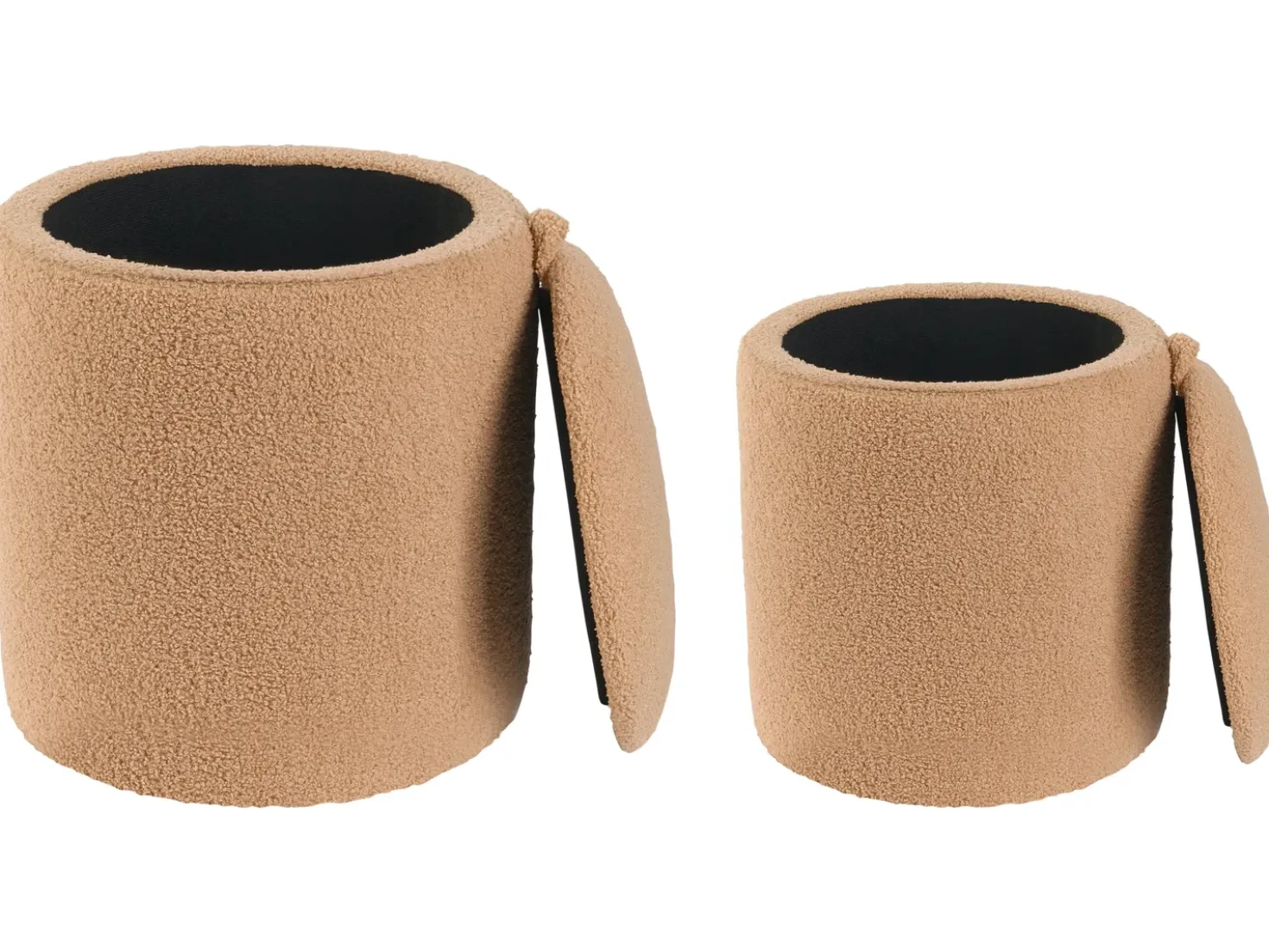 Set di 2 pouf contenitore BEREA Bouclé Marrone chiaro