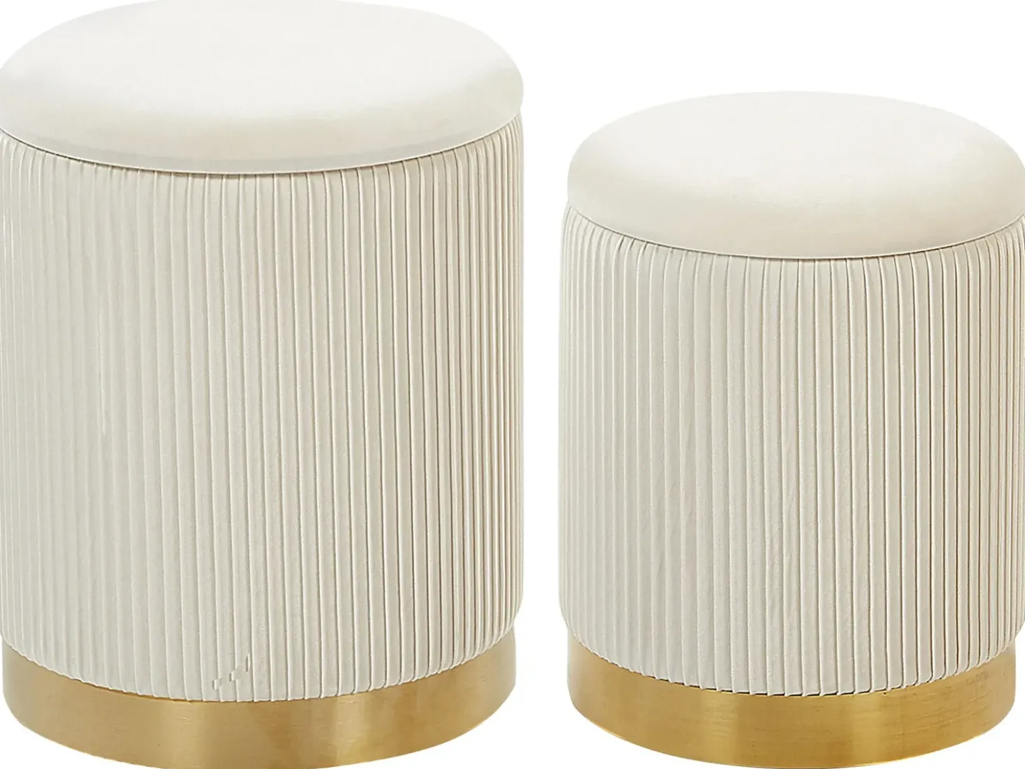 Set di 2 pouf contenitore MIRAMAR Velluto Bianco