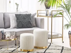 Set di 2 pouf contenitore MIRAMAR Velluto Bianco
