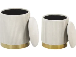 Set di 2 pouf contenitore MIRAMAR Velluto Bianco