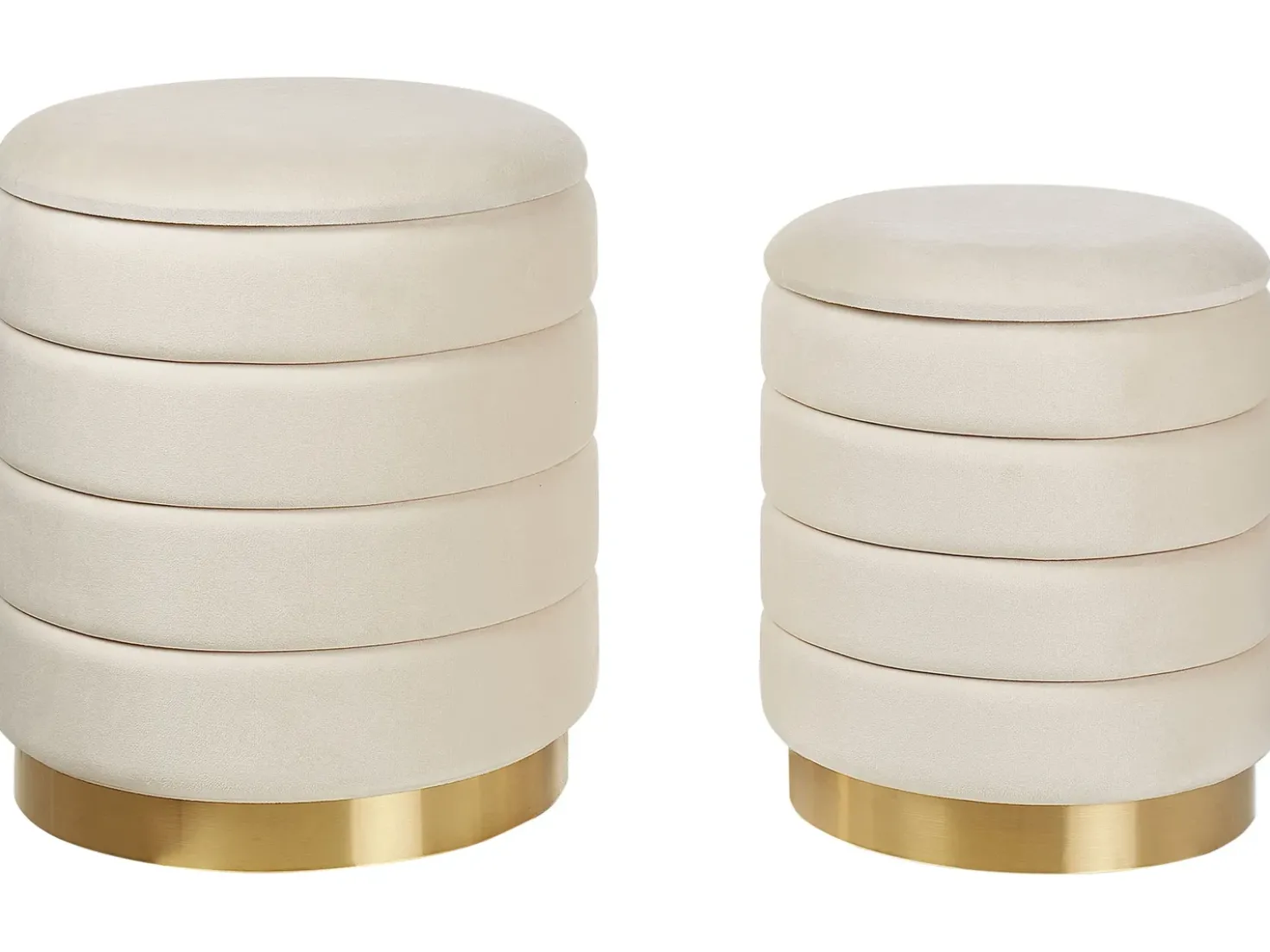 Set di 2 pouf contenitore GARLAND Velluto Beige chiaro