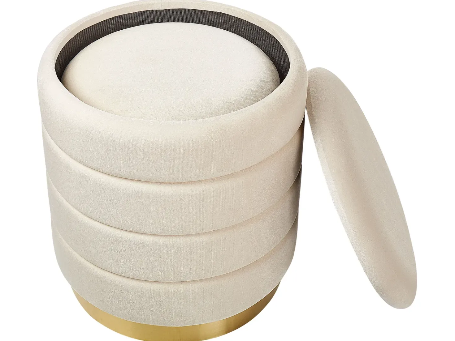 Set di 2 pouf contenitore GARLAND Velluto Beige chiaro