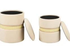 Set di 2 pouf contenitore MEDFORD Velluto Beige chiaro