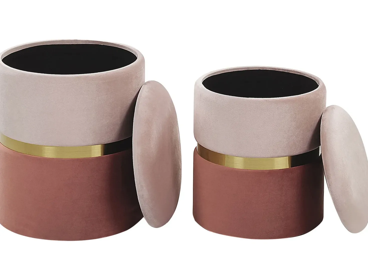 Set di 2 pouf contenitore WICHITA Velluto Rosa