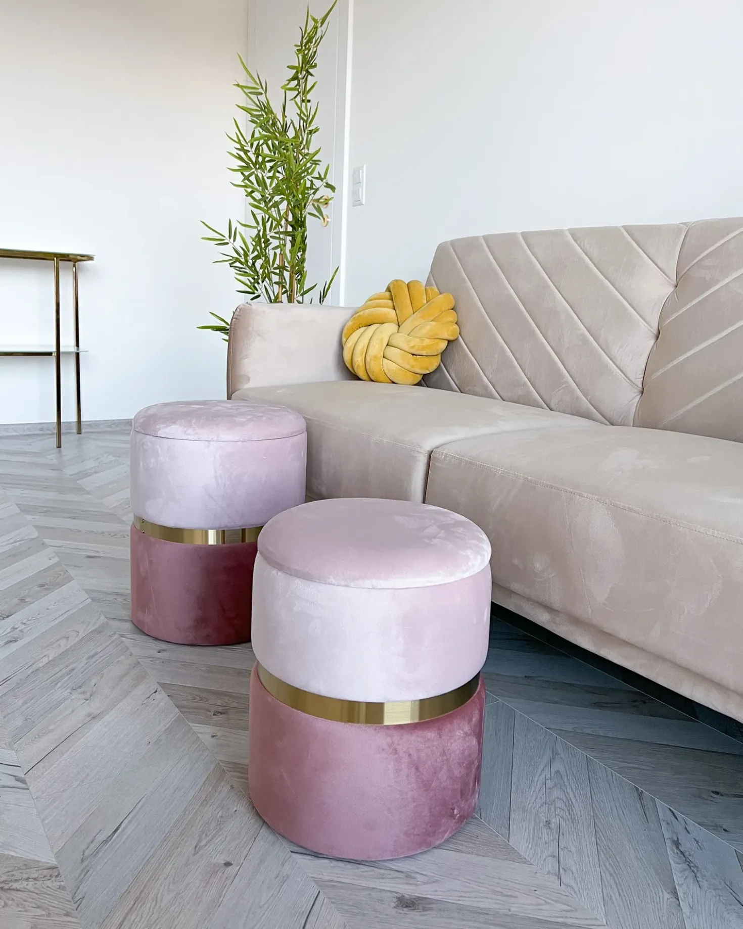 Set di 2 pouf contenitore WICHITA Velluto Rosa