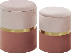 Set di 2 pouf contenitore WICHITA Velluto Rosa