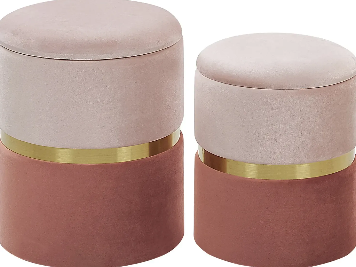 Set di 2 pouf contenitore WICHITA Velluto Rosa