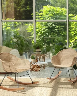Set di 2 sedie a dondolo LAVINIO Rattan Naturale