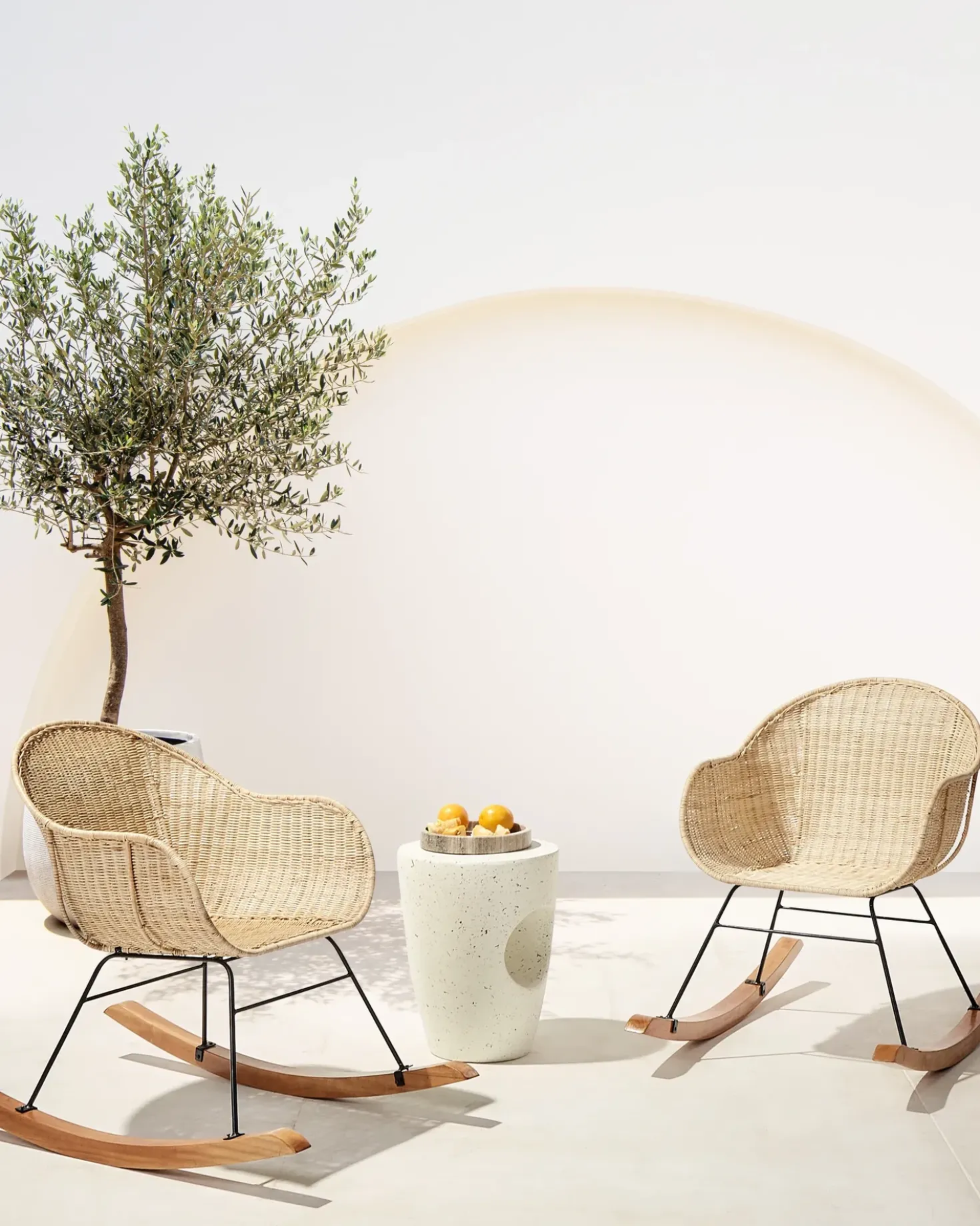 Set di 2 sedie a dondolo LAVINIO Rattan Naturale