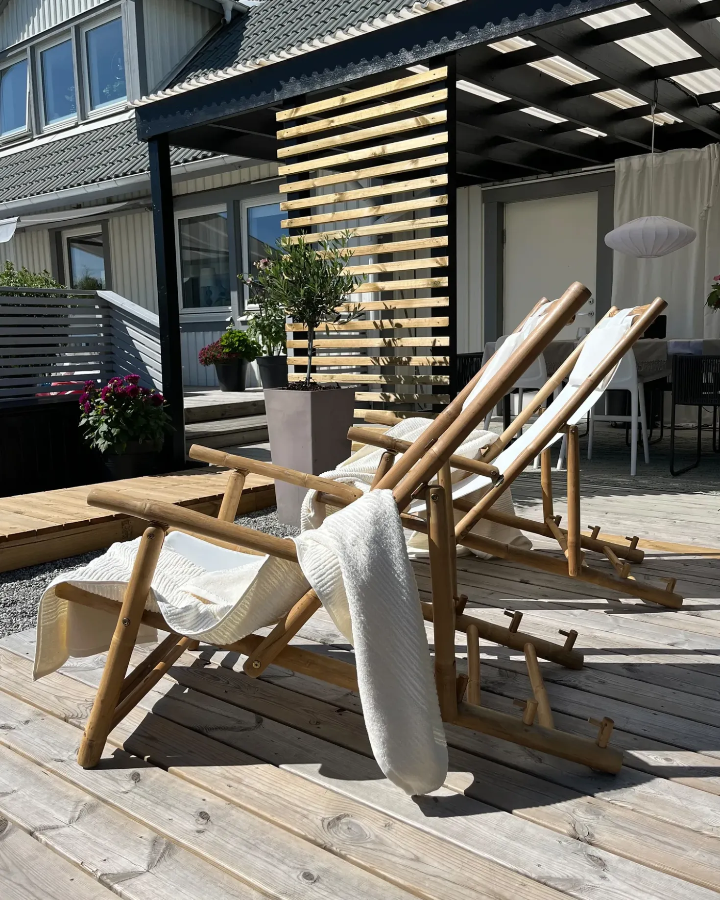 Set di 2 sedie a sdraio pieghevoli ATRANI Bambù Beige chiaro