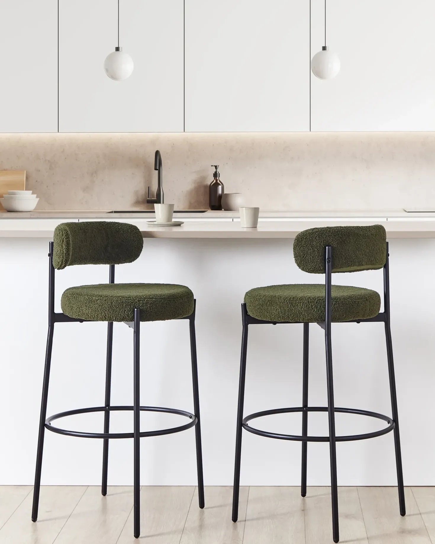 Set di 2 sedie alte ALLISON Bouclé Verde