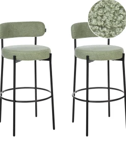 Set di 2 sedie alte ALLISON Bouclé Verde chiaro