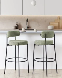 Set di 2 sedie alte ALLISON Bouclé Verde chiaro
