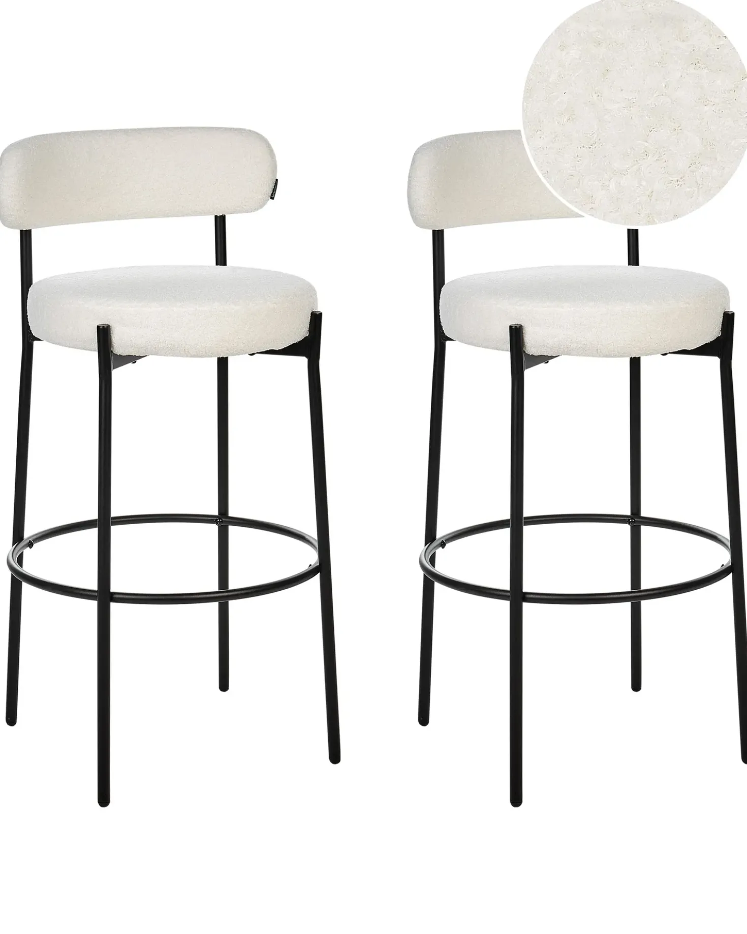 Set di 2 sedie alte ALLISON Bouclé Bianco