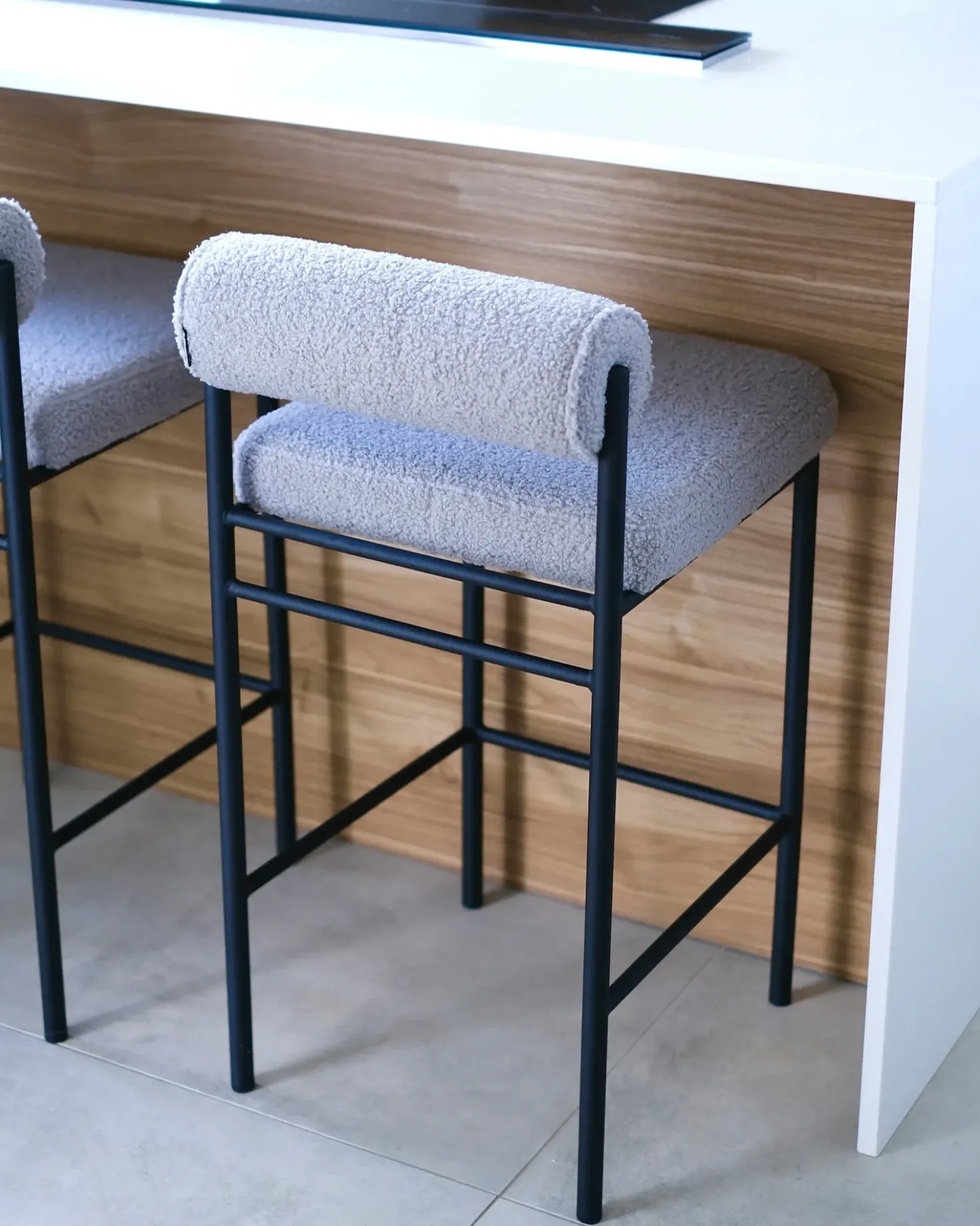 Set di 2 sedie alte AMAYA Bouclé Grigio