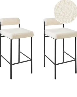 Set di 2 sedie alte AMAYA Bouclé Bianco sporco