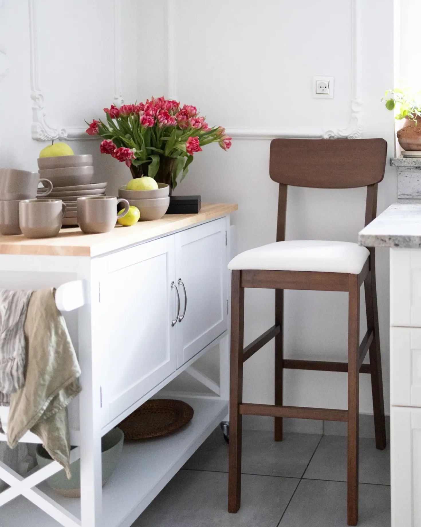 Set di 2 sedie alte AMBLER Marrone scuro/Beige