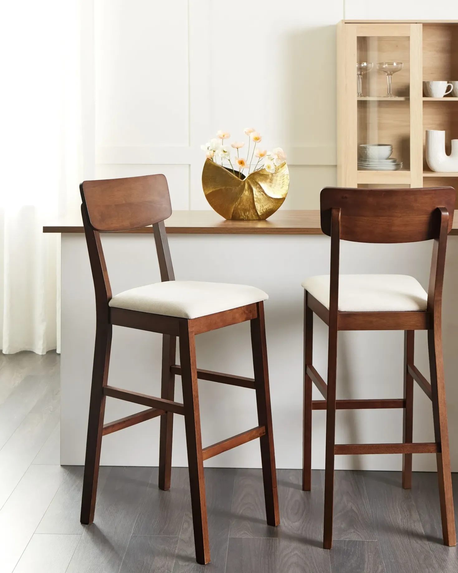 Set di 2 sedie alte AMBLER Marrone scuro/Beige