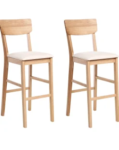 Set di 2 sedie alte AMBLER Legno Marrone chiaro/Beige