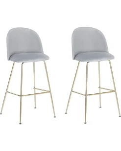 Set di 2 sedie alte ARCOLA Velluto Grigio chiaro