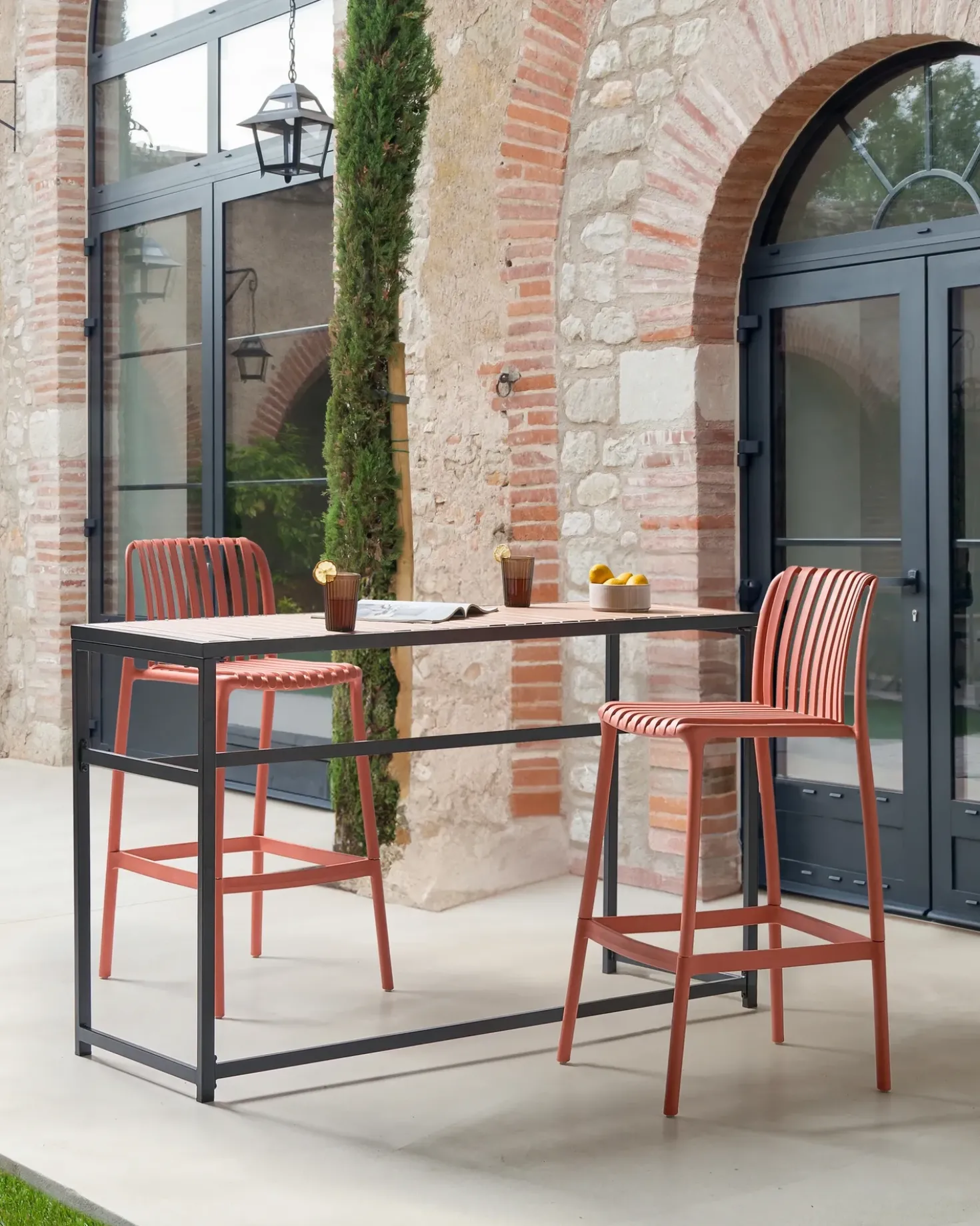 Set di 2 sedie alte ARICCIA 2 in 1 Materiale sintetico Rosso chiaro
