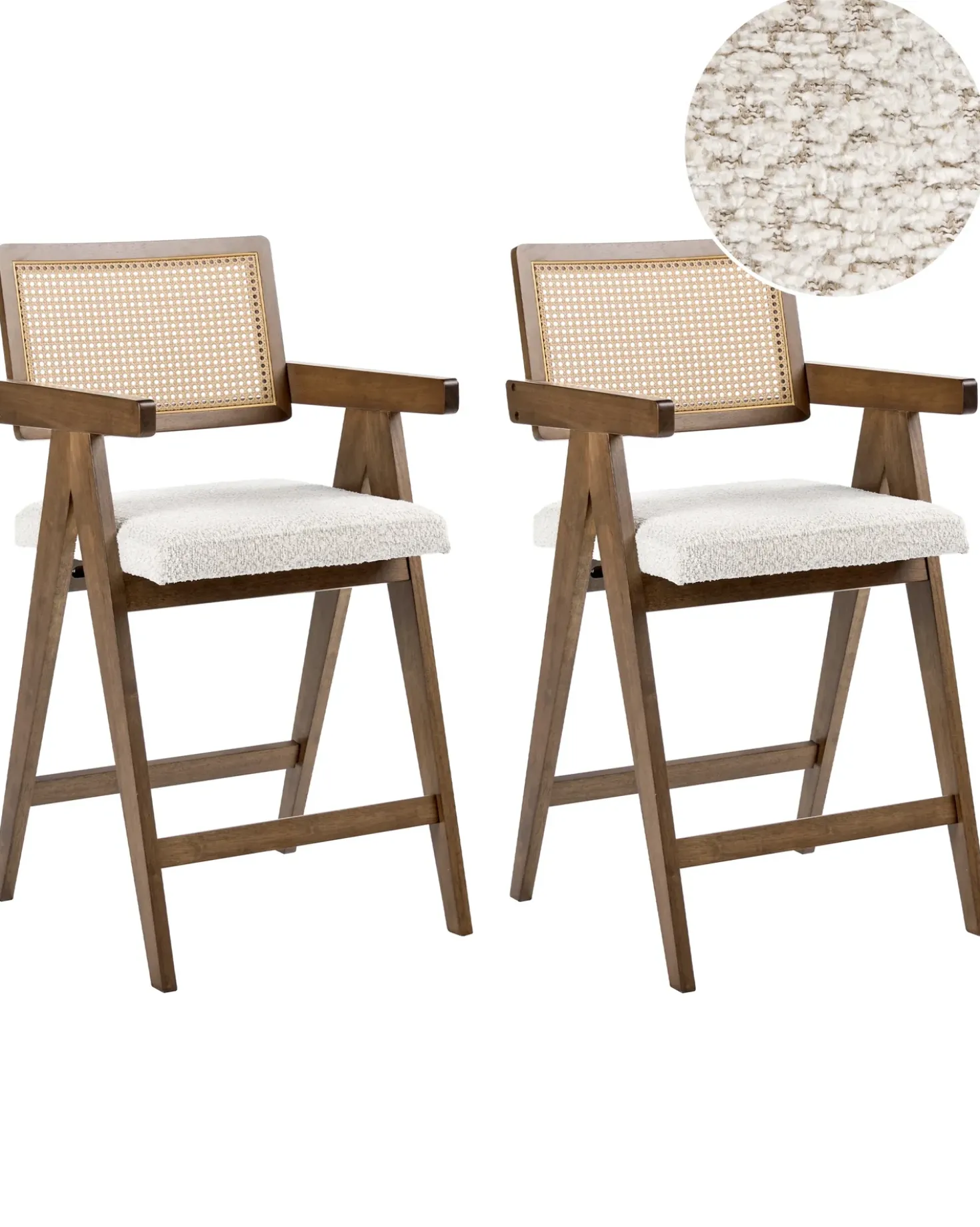 Set di 2 sedie alte AVA Legno Marrone/Beige chiaro