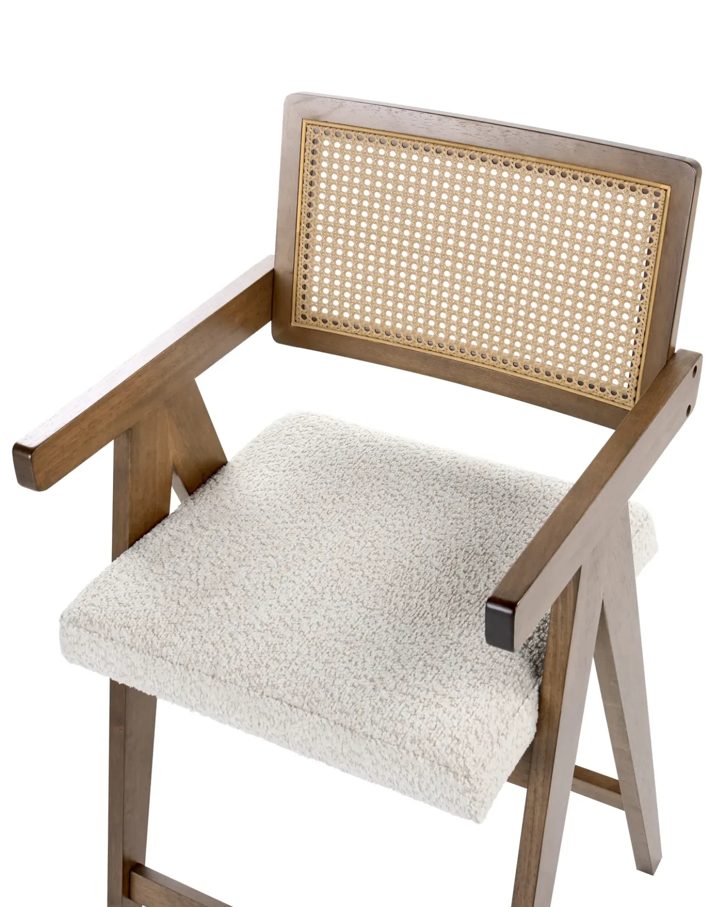 Set di 2 sedie alte AVA Legno Marrone/Beige chiaro