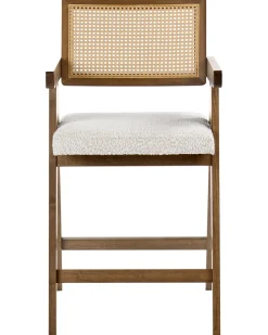 Set di 2 sedie alte AVA Legno Marrone/Beige chiaro
