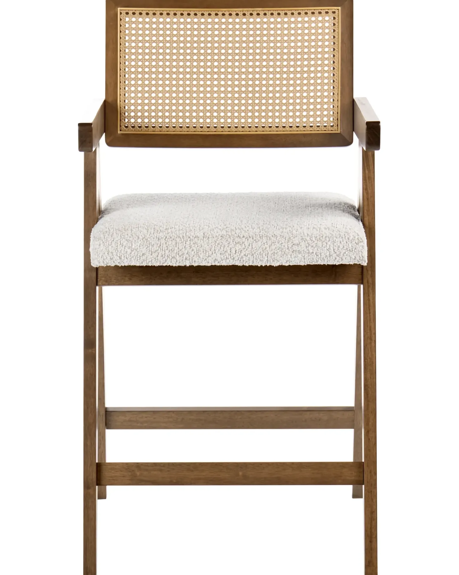Set di 2 sedie alte AVA Legno Marrone/Beige chiaro