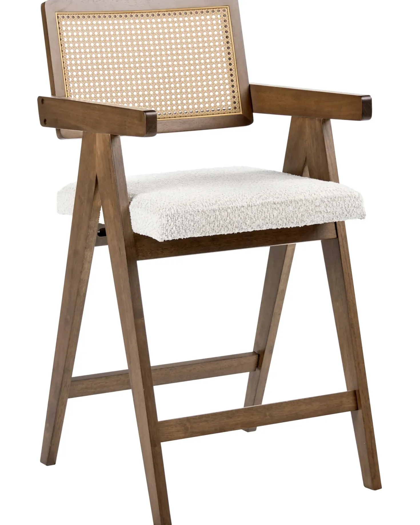 Set di 2 sedie alte AVA Legno Marrone/Beige chiaro
