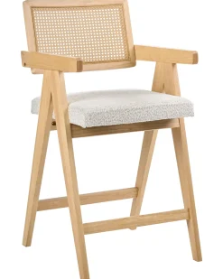 Set di 2 sedie alte AVA Legno Marrone chiaro/Beige
