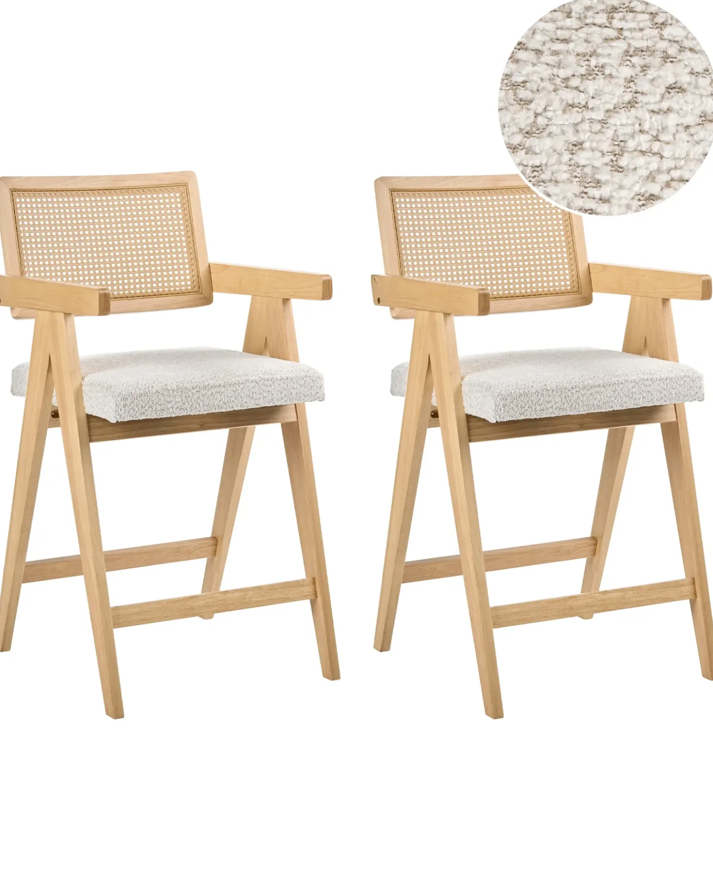 Set di 2 sedie alte AVA Legno Marrone chiaro/Beige