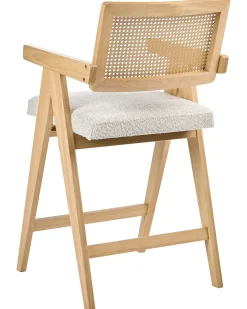 Set di 2 sedie alte AVA Legno Marrone chiaro/Beige
