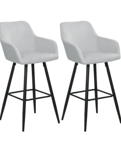 Set di 2 sedie alte CASMALIA Velluto Grigio chiaro