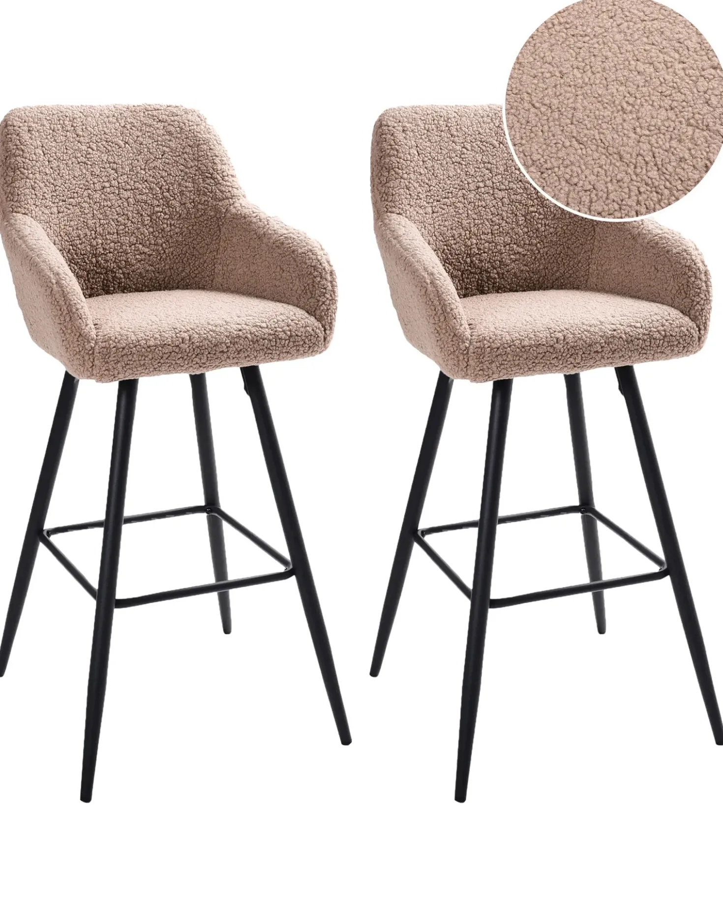 Set di 2 sedie alte CASMALIA Bouclé Tortora