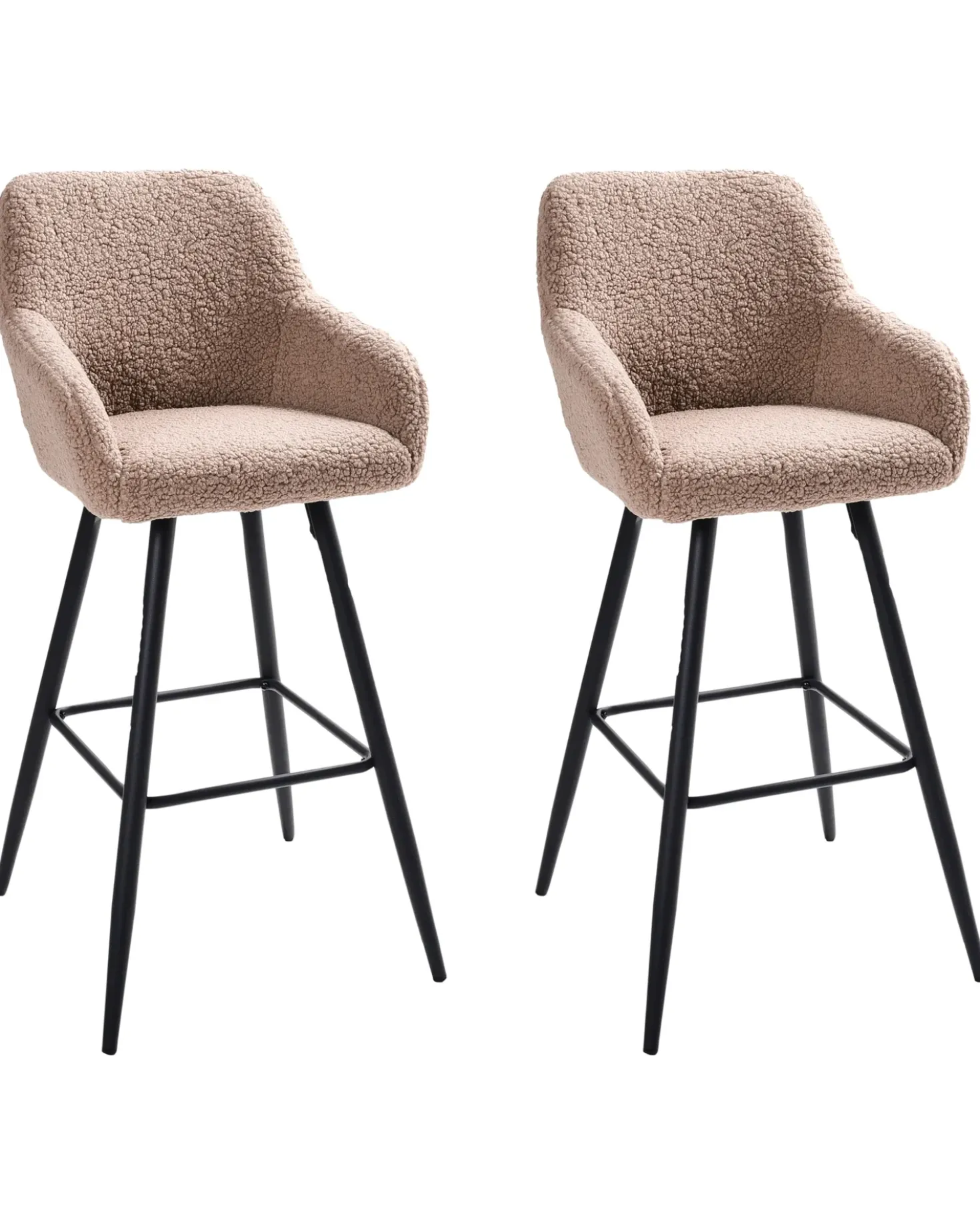 Set di 2 sedie alte CASMALIA Bouclé Tortora